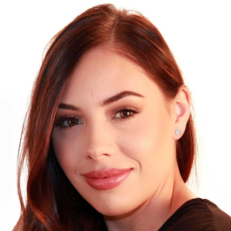 White Cubic Zirconia 14k White Gold Studs With Velvet Gift Box 1.00ctw