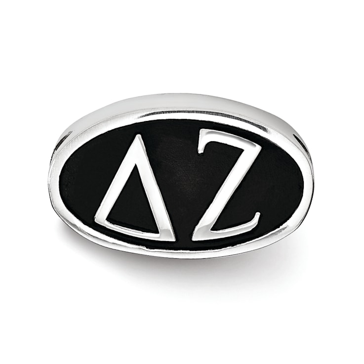 Sterling Silver LogoArt Delta Zeta Oval Greek Letters Bead