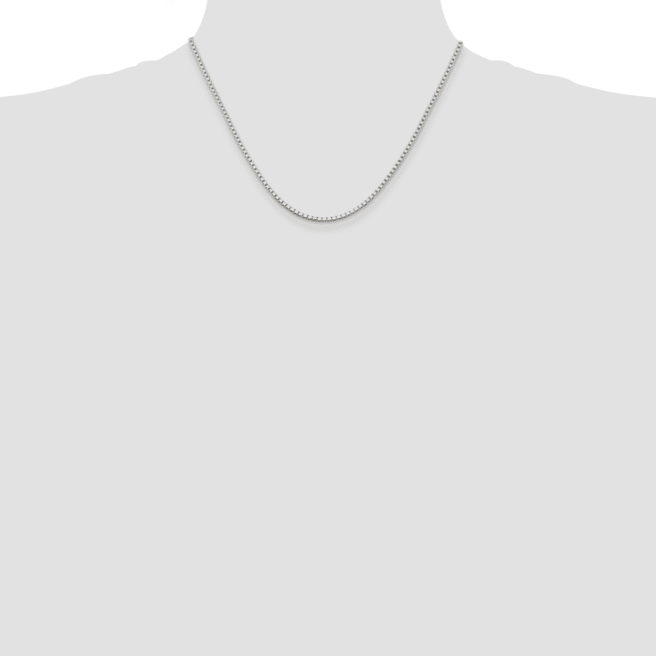 Sterling Silver 2mm Box Chain with 2-inch Extension Necklace