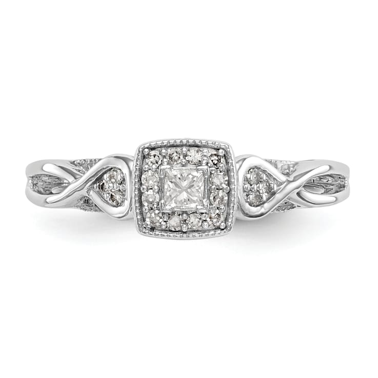 Rhodium Over 14K White Gold First Promise Diamond Promise/Engagement
Ring 0.20ctw