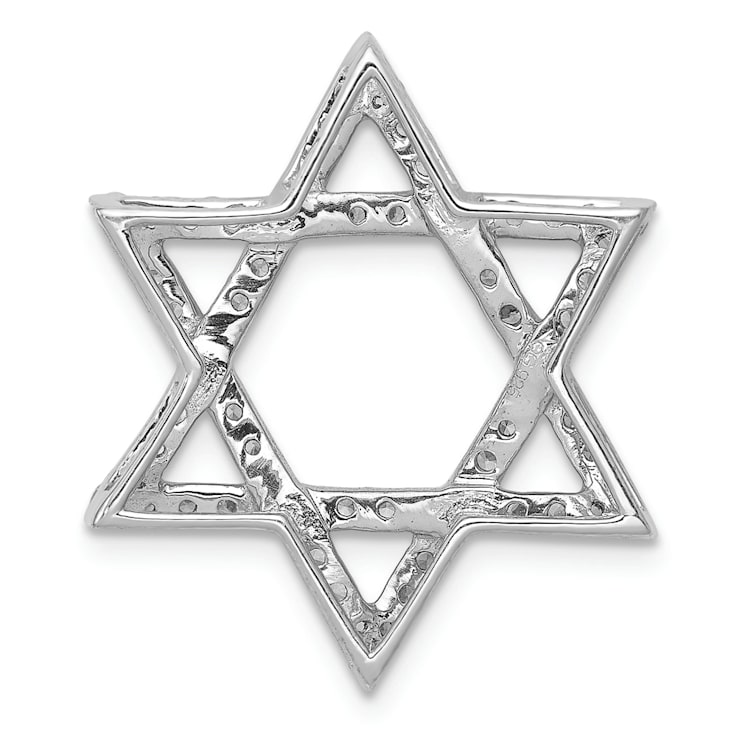 Rhodium Over 14k White Gold Diamond Star of David Chain Slide