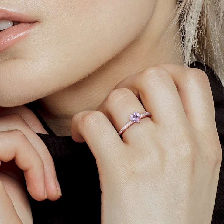 Rose de France and Diamond 10K Rose Gold Ring 0.48ctw