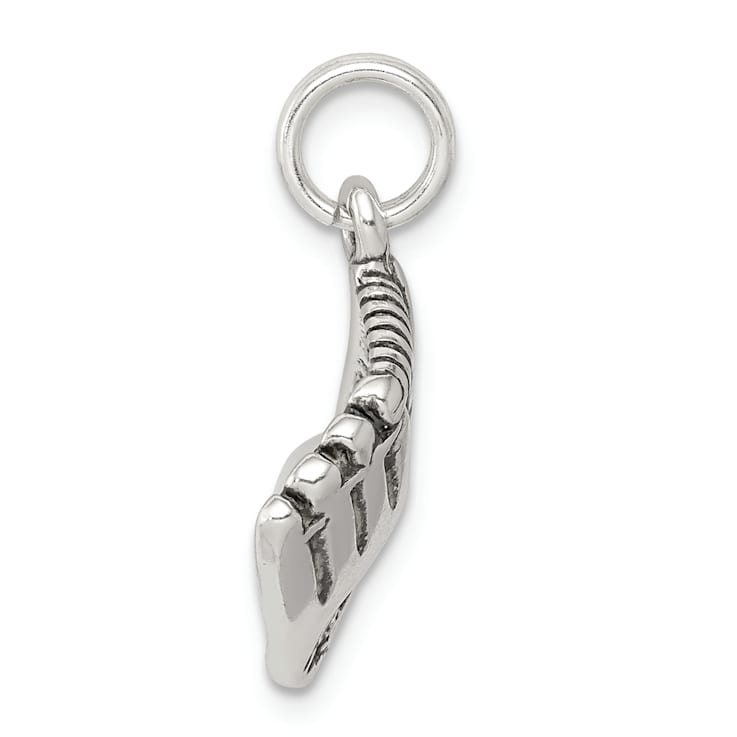 Sterling Silver Antiqued Baseball Glove with Simulated Pearl Charm
