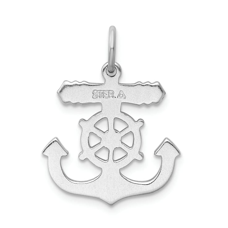 Rhodium Over Sterling Silver Mariner Cross Pendant