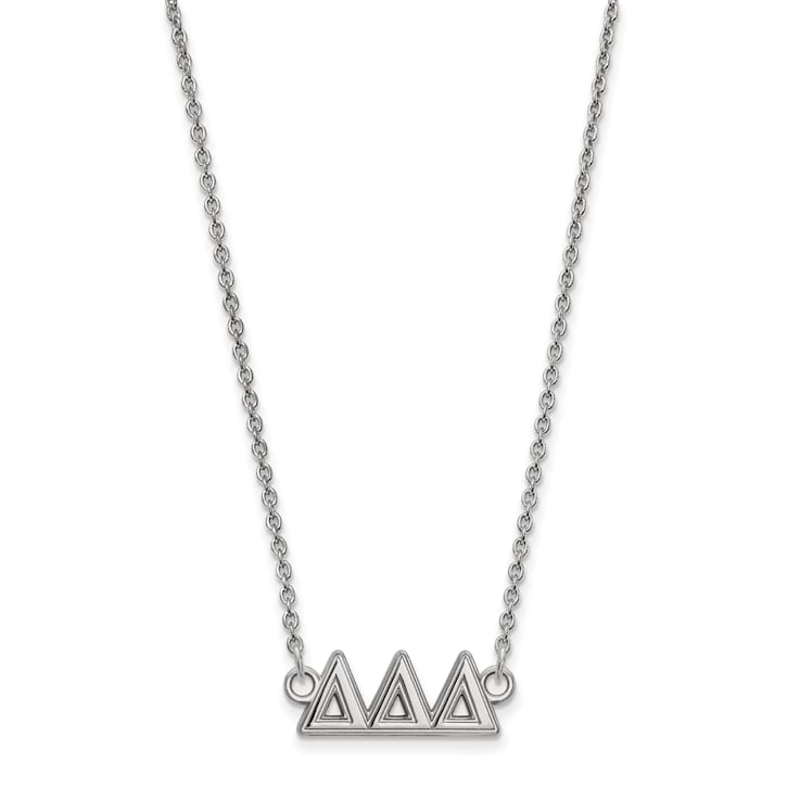Rhodium Over Sterling Silver LogoArt Delta Delta Delta Medium Pendant Necklace