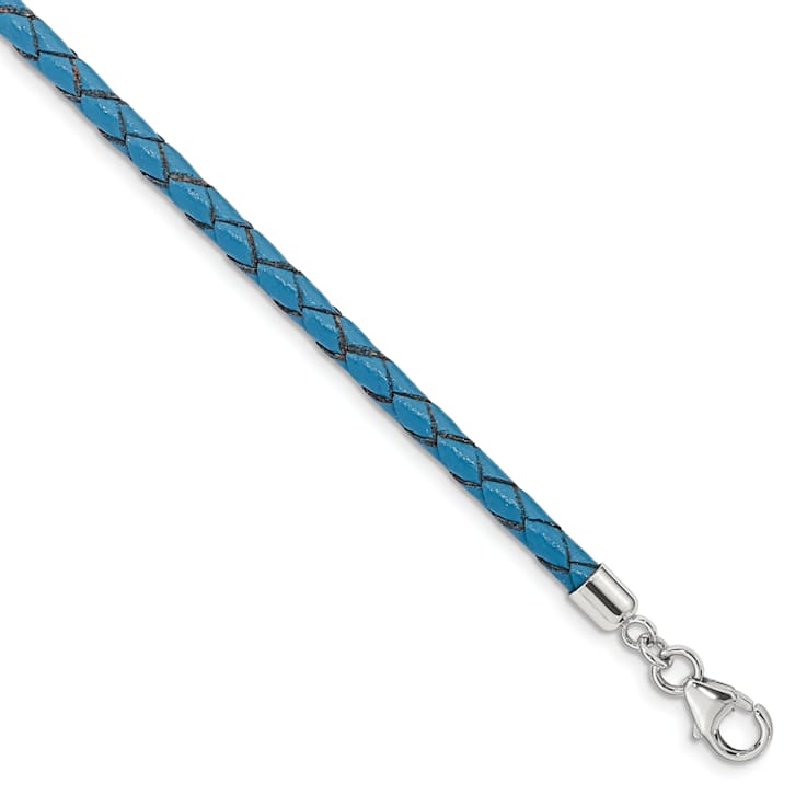 Blue Leather 14" with 2" Extension Choker or Wrap Bracelet