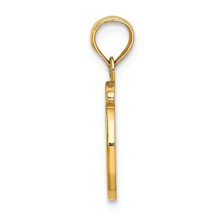 14k Yellow Gold Script Letter O Initial Pendant