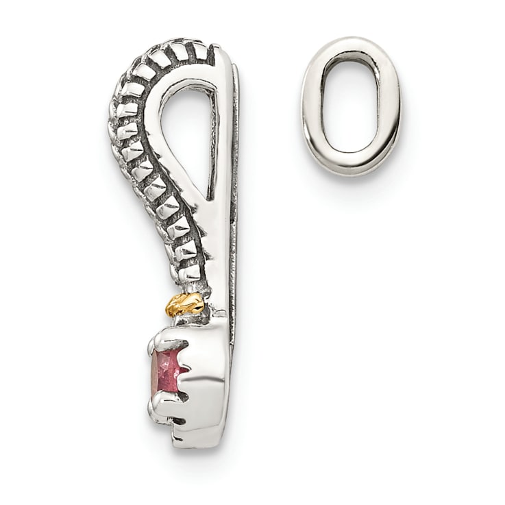 Rhodium Over Sterling Silver Antiqued with 14k Accent Pink Tourmaline
Chain Slide Pendant