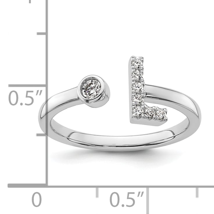 Rhodium Over 14K White Gold Lab Grown Diamond VS/SI GH, Initial L
Adjustable Ring