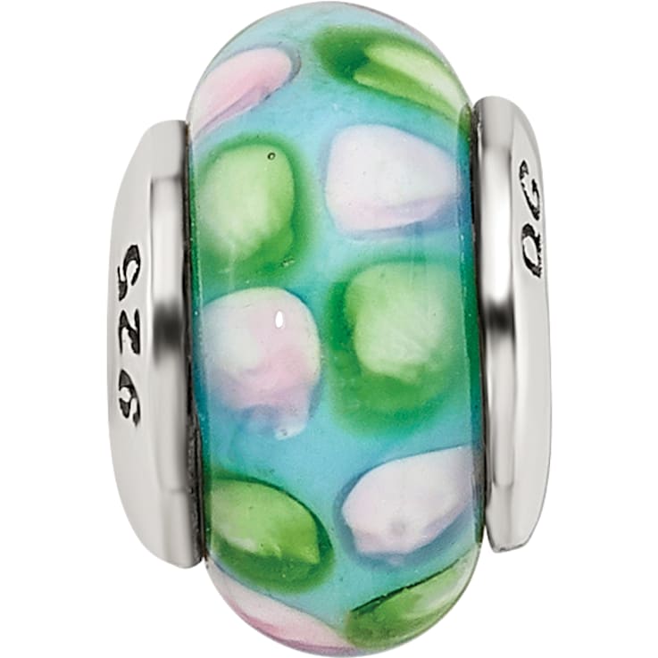 Sterling Silver Blue Hand-blown Glass Bead