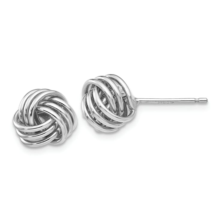 Rhodium Over 14k White Gold 8mm Ridged Love Knot Stud Earrings