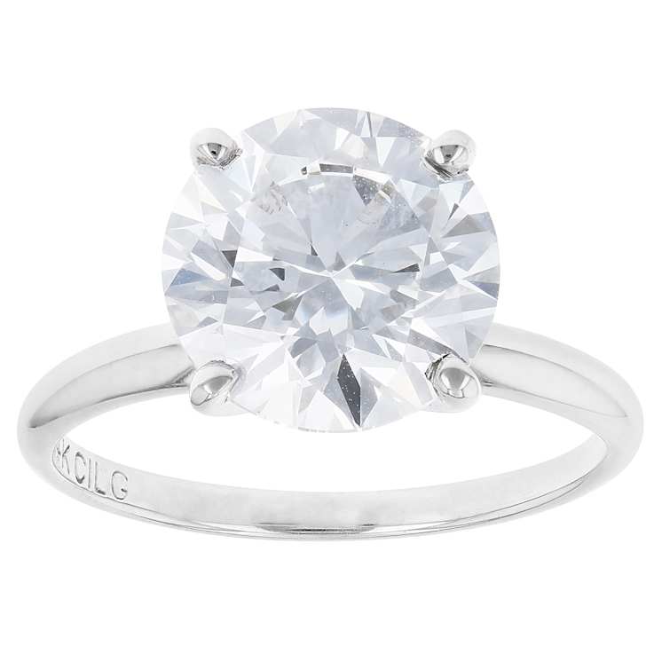 Lab-Grown Diamond Solitaire Ring In 14K White Gold 4.00ct