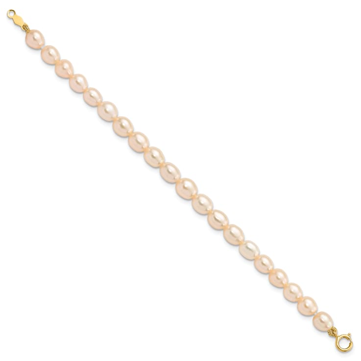14K Yellow Gold Pink Freshwater Cultured Pearl 12 Inch Necklace, 5 Inch
Bracelet and Earring Set