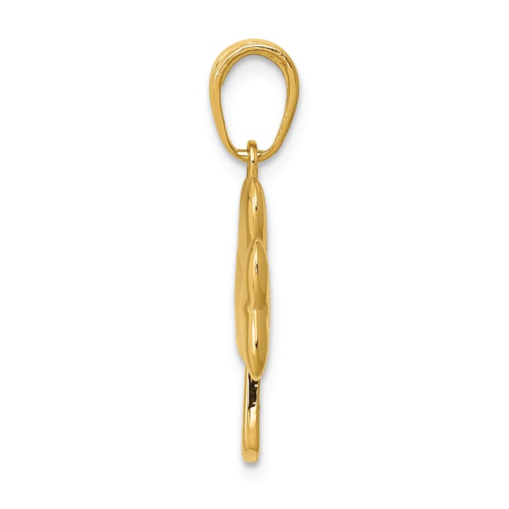 14K Yellow Gold Polished Solid Shamrock Pendant