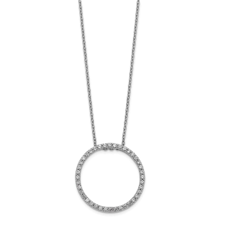 Rhodium Over 14K White Gold Lab Grown Diamond Circle 18 Inch Necklace