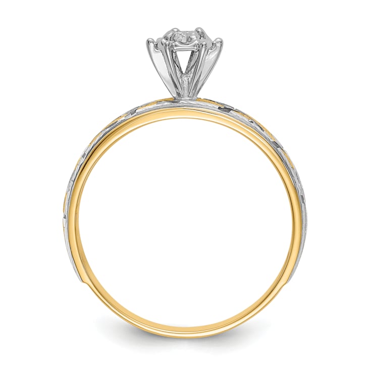 14K Yellow Gold AA Quality Engagement Ring 0.05ctw