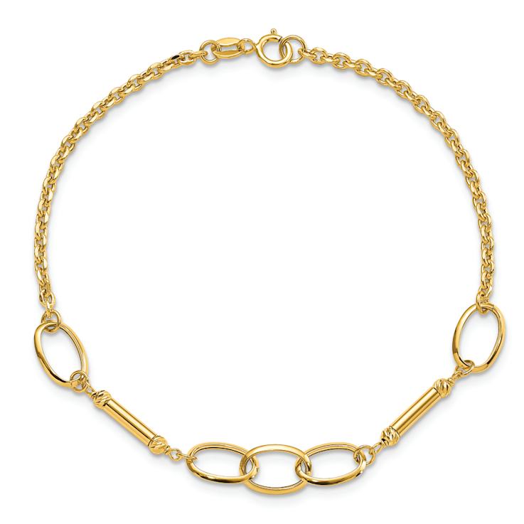 14k Yellow Gold Polished Bars and Links Bracelet