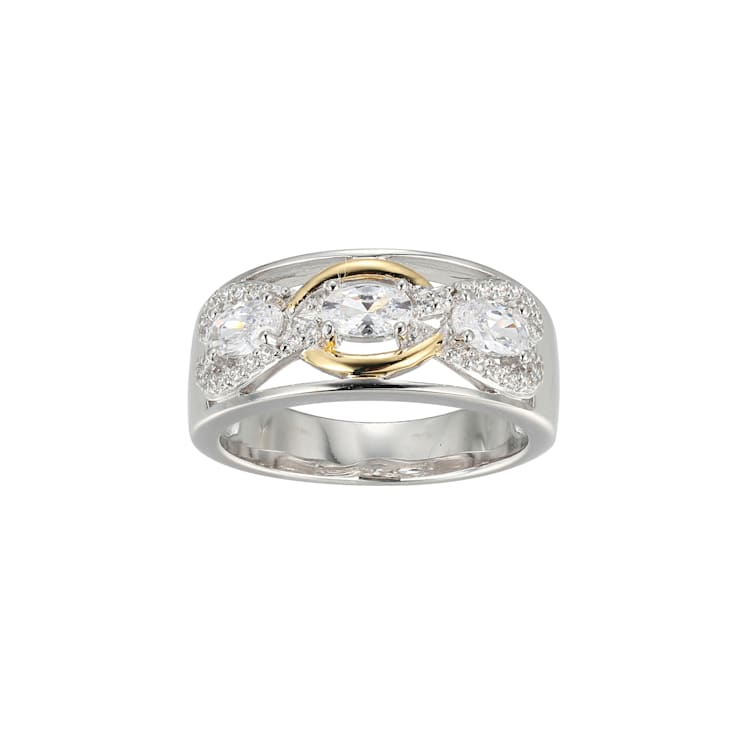 White Cubic Zirconia Platinum and 18k Yellow Gold Over Sterling Silver
Ring 1.26ctw
