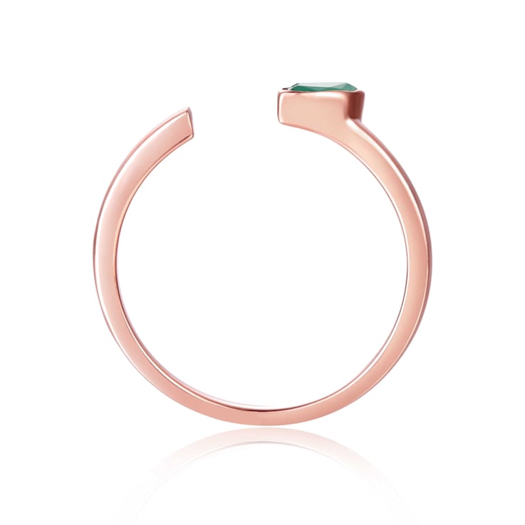 Emerald 14K Rose Gold Over Sterling Silver Marquise Solitaire Open
Design Ring, 0.25ct