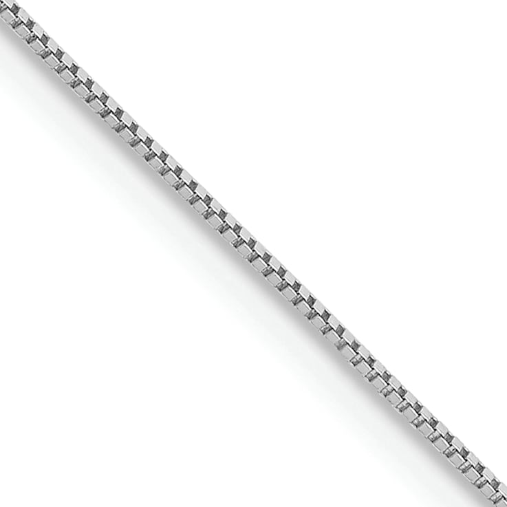 Rhodium Over 14k White Gold 0.5mm Solid Box 18 Inch Chain