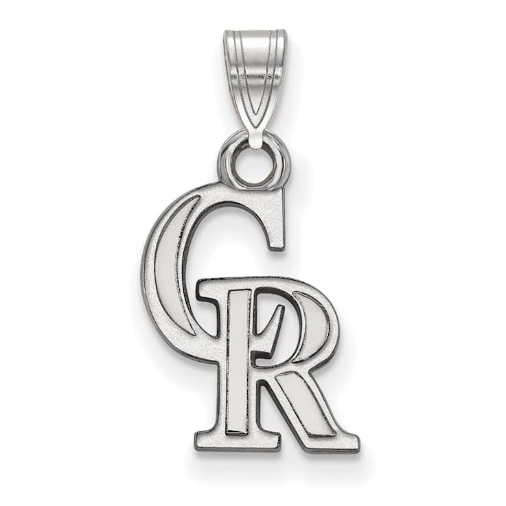 Rhodium Over Sterling Silver MLB Colorado Rockies LogoArt Pendant