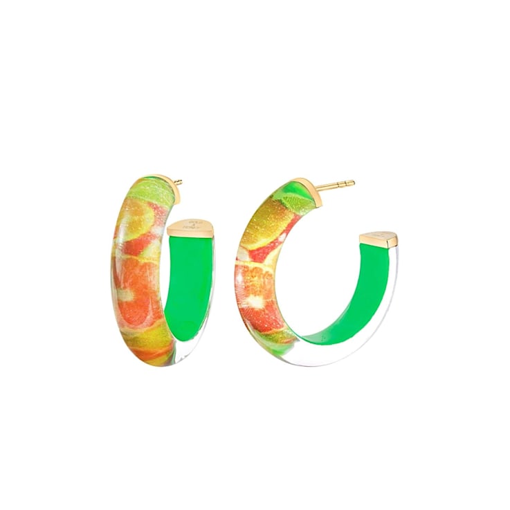 14K Yellow Gold Over Sterling Silver Illusion Hoops in Sour