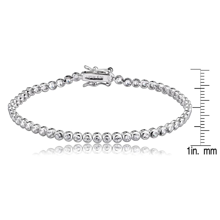 CZ Bezel-Set Tennis Bracelet In Sterling Silver