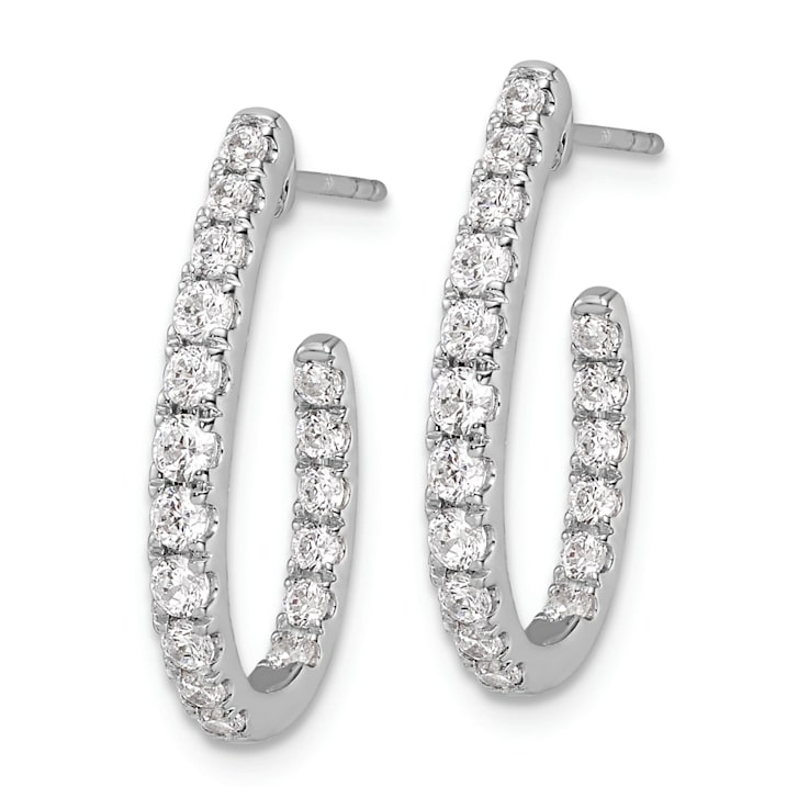 Rhodium Over 14K White Gold Lab Grown Diamond SI1/SI2, G H I, In and Out
J-Hoop Earrings