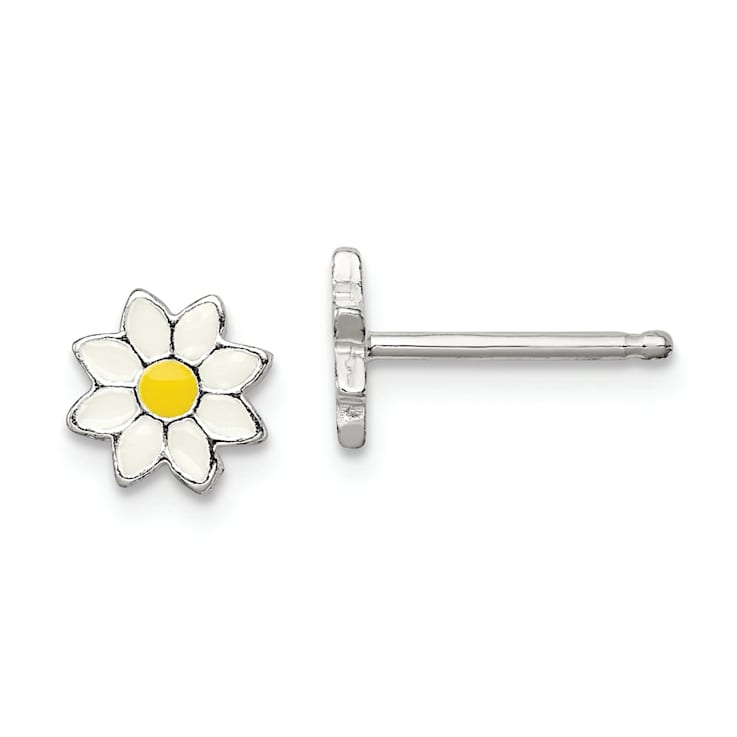 Sterling Silver and Enamel Flower Children's Post Earrings