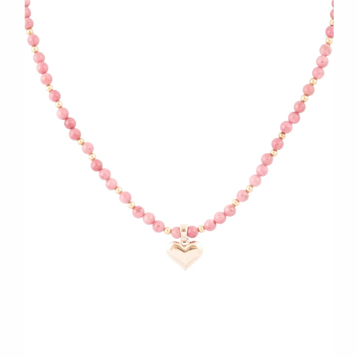 Barse Rhodonite Heart Pendant Necklace In Bronze