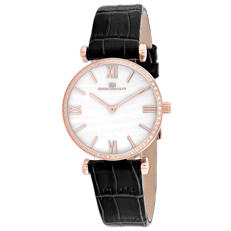 Oceanaut Women's Harmony White Dial, Black Leather Strap Watch