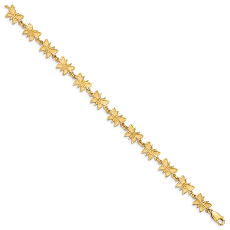 14k Yellow Gold Butterfly Link Bracelet