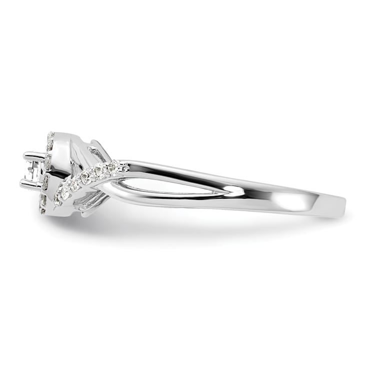 Rhodium Over 14K White Gold Lab Grown Diamond Complete Halo Engagement
Ring 0.282ctw