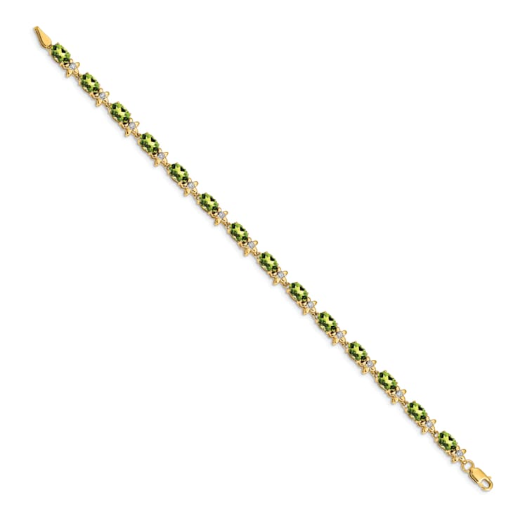14k Yellow Gold Floral Diamond and Peridot Bracelet