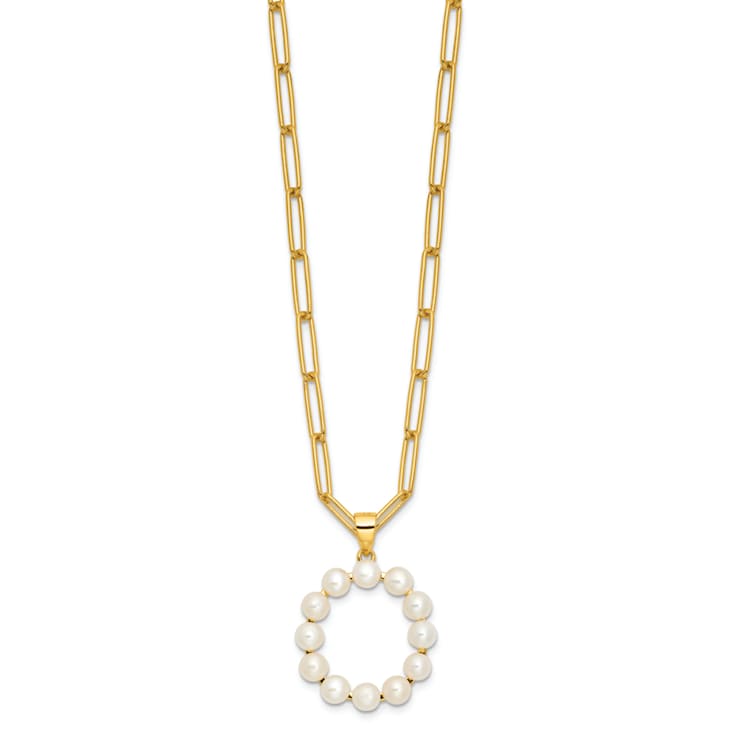 Gold Tone Sterling Silver 3-5.5mm Freshwater Cultured Pearl LETTER O
18-inch Necklace