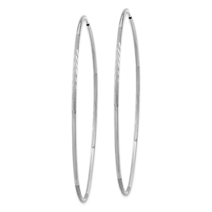 Rhodium Over 14k White Gold Diamond-Cut 2 5/16" Endless Hoop Earrings