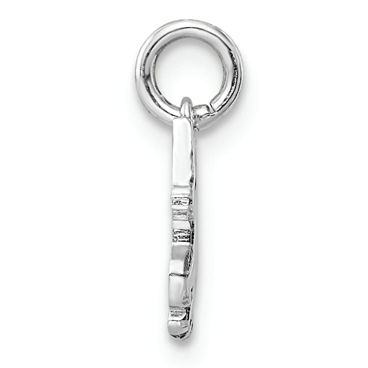 Rhodium Over Sterling Silver Blue/White/Black Enamel Unicorn Children's Pendant