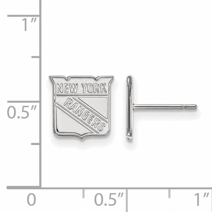 Rhodium Over Sterling Silver NHL New York Rangers LogoArt Extra Small
Post Earrings