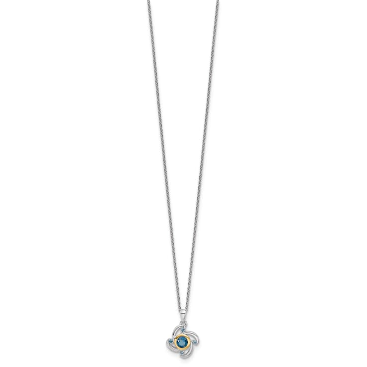 Rhodium Over Sterling Silver with 14K Accent London/Swiss Blue Topaz
18-inch Necklace