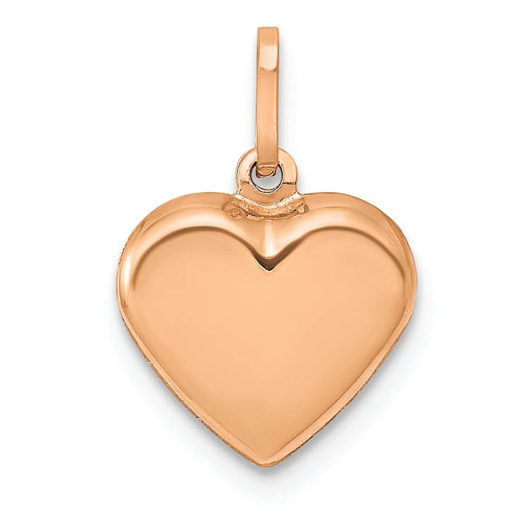 14k Rose Gold Polished 3D Heart Pendant