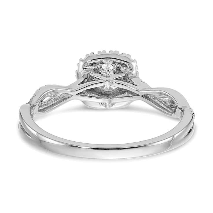 Rhodium Over 14K White Gold Eternal Promise Lab Grown Diamond Halo Ring 0.62ctw