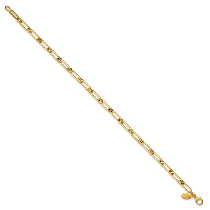 14k Yellow Gold Polished 3.65mm Fancy Paperclip Link Bracelet