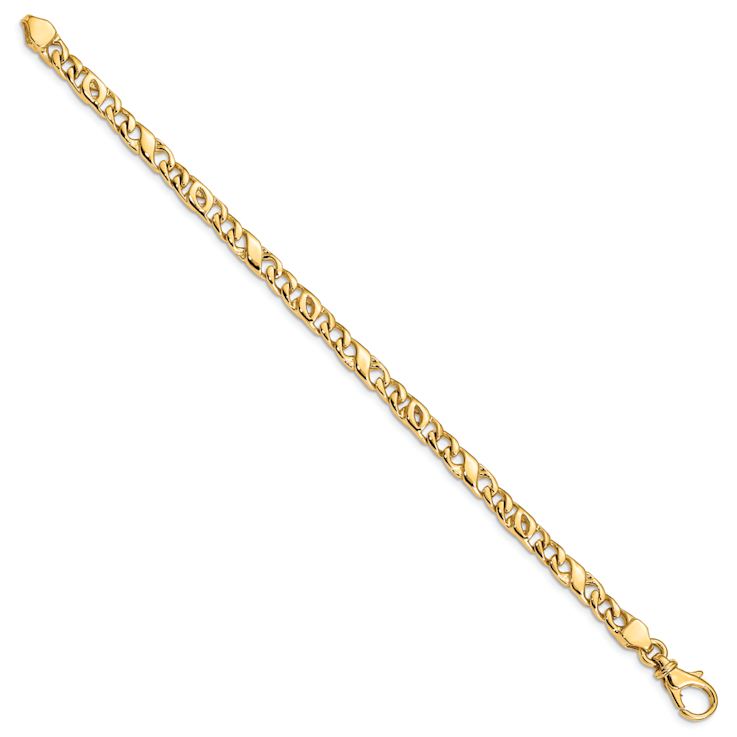 10k Yellow Gold 4.8mm Hand Polished Fancy Link Bracelet