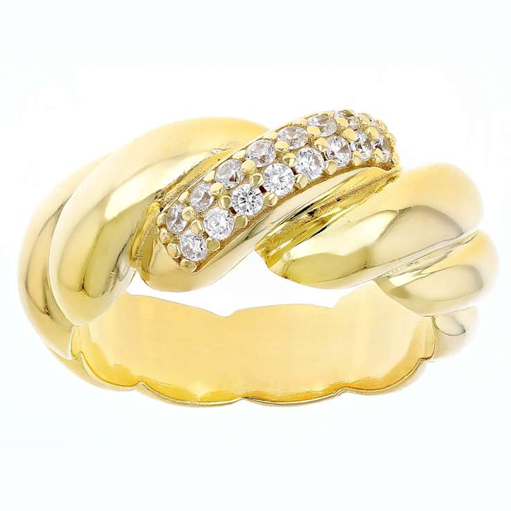 CZ San Marco Band Ring In 18K Gold Over Sterling Silver 0.24ctw
