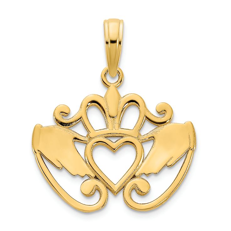 14k Yellow Gold Fancy Claddagh Pendant