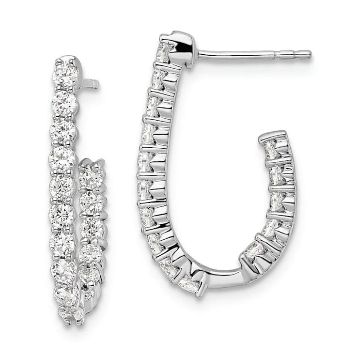 Rhodium Over 14K White Gold Lab Grown Diamond SI1/SI2, G H I, In and Out
J-Hoop Earrings