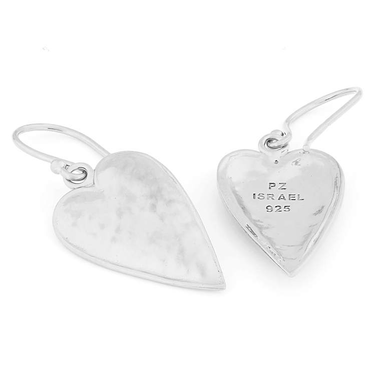 Heart Drop Earrings In Sterling Silver