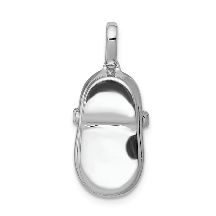 Rhodium Over 14k White Gold Diamond Baby Girl Shoe Pendant