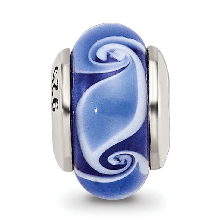 Sterling Silver Blue Hand-blown Glass Bead