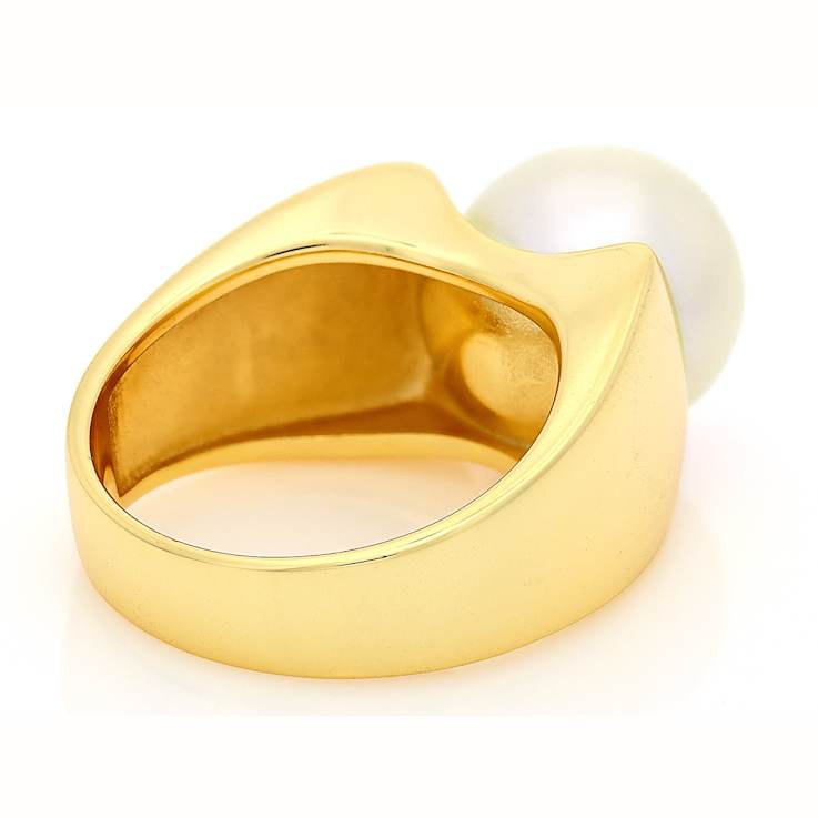 Pearl Solitaire Ring In 18K Gold Over Sterling Silver